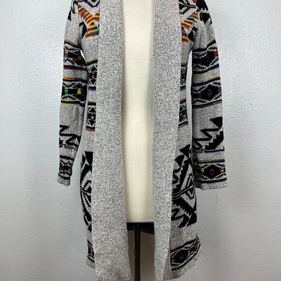 Northern Angel Women Sweater Gray Aztec Southwestern Cardigan Open Front M - Picture 4 of 8
